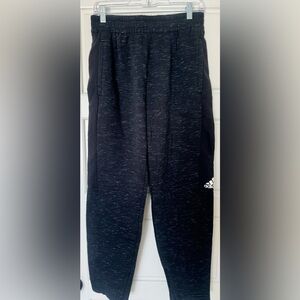 Adidas Mens Jogger Pants Size M Fleece Zip Taper‎ Ankle Black Heather Work Out